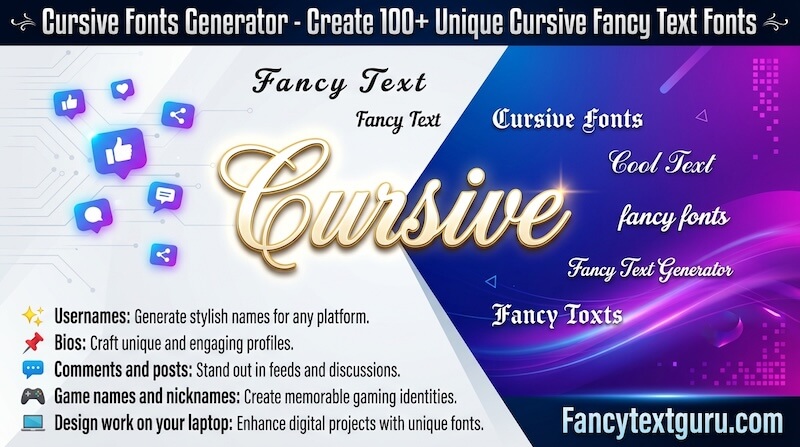 Cursive Fonts Generator - Create 100+ Unique Cursive Fancy Text Fonts Cursive Fancy Text – Copy and Paste Elegant Cursive Fonts