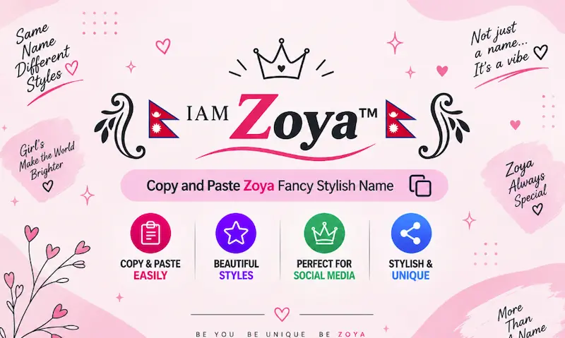 copy and paste zoya fancy stylish name