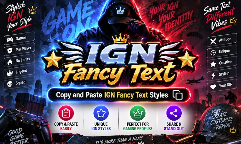 Create Gaming user name with IGN Fancy TExt