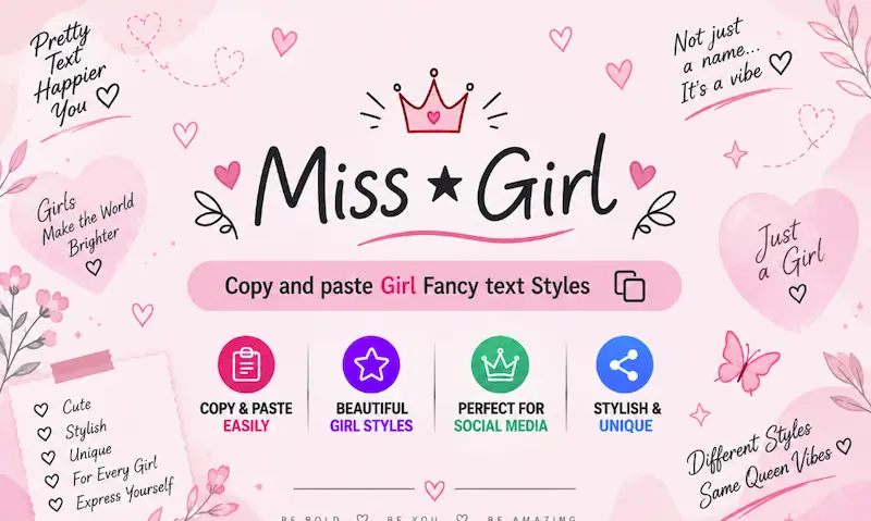 generate cute text styles with girl fancy text